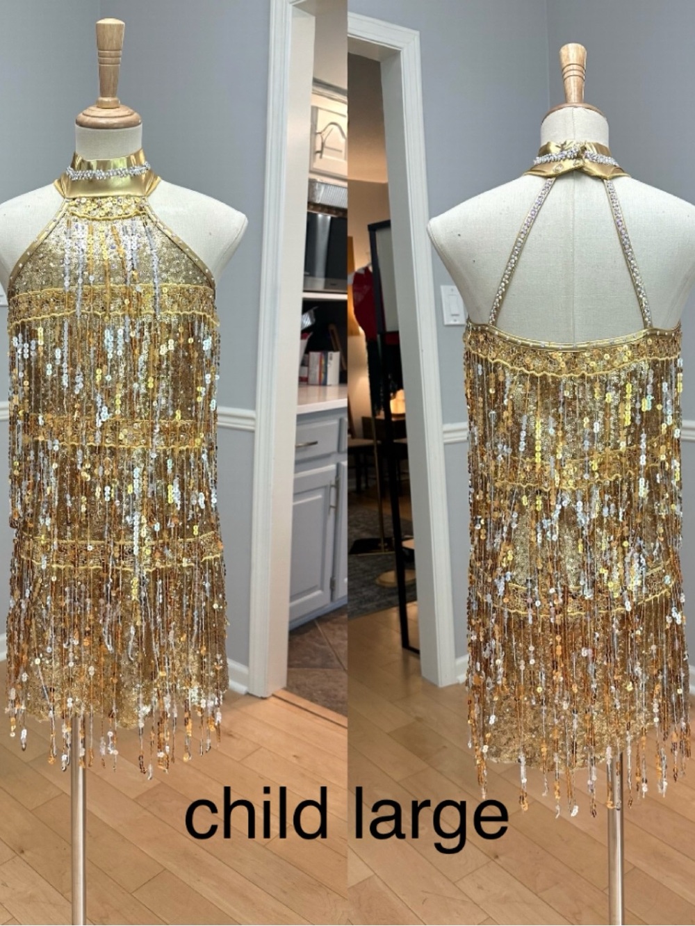 Gold fringe dress